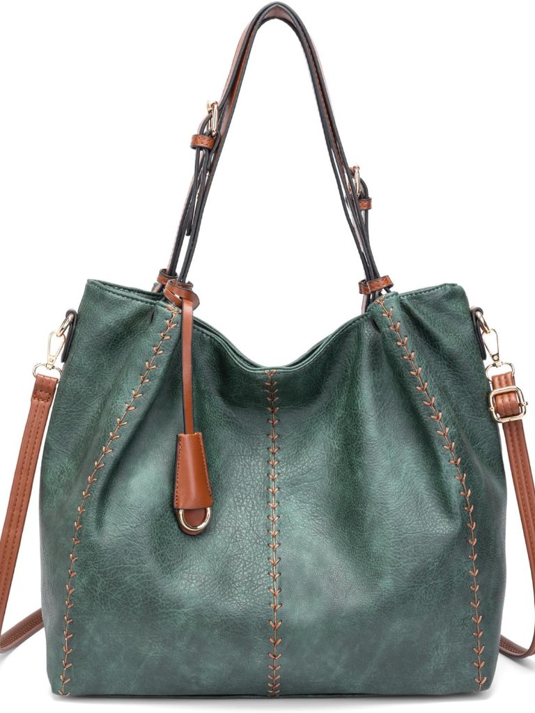 Vintage Hobo Shoulder Bag For Women Soft Leather Bucket Tote Bag Fashionable Str